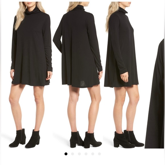 Turtleneck Swing Dress GREEN size Large - Picture 2 of 2